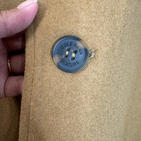 Cole Haan Notch Collar Button Front Wool-Blend Coat Preppy Camel Casual Men's M - Picture 8 of 16